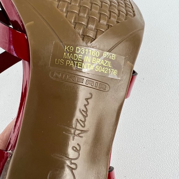 Cole Haan Womens NikeAir Red Strappy Sandals Heels Patent Leather size 6.5 - Picture 16 of 16